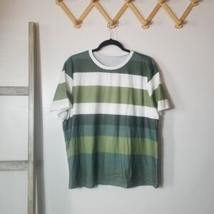 WOMEN'S GREEN AND WHITE STRIPED SHIRT SIZE XXL
